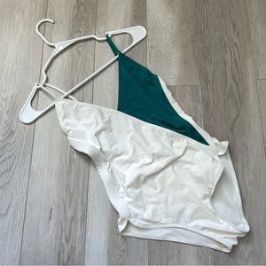 DO Paris Swimsuit colorblock one piece womens White Green (size 8) beach luxury